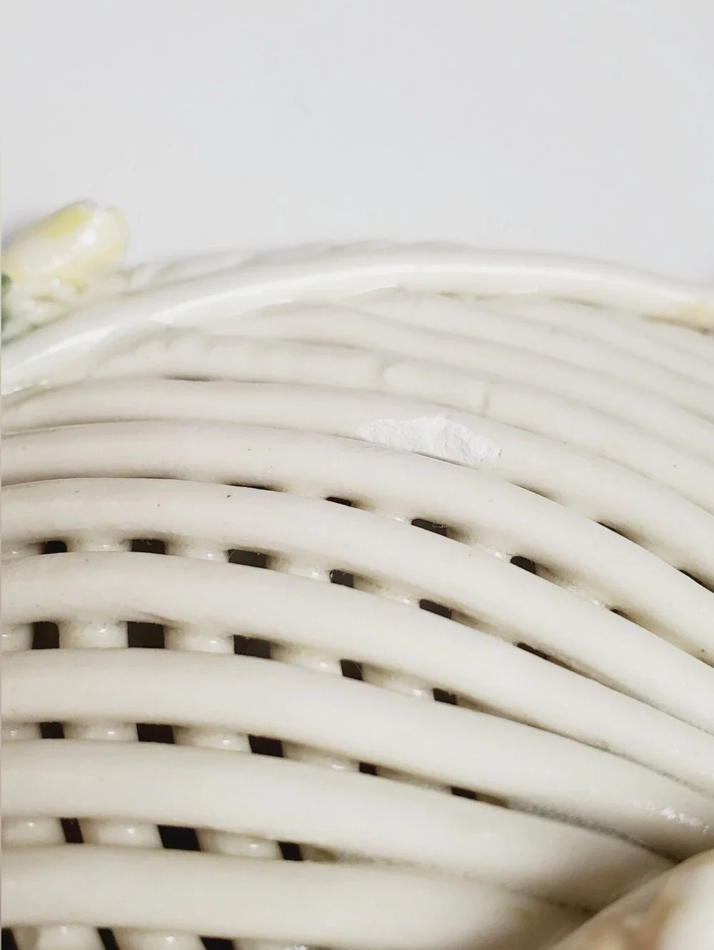 Vintage Italian Ceramic Floral Lattice Cottagecore Basket